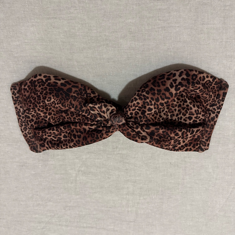 Montce Swim bandeau bikini top in leopard print M